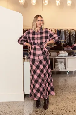 Laney Skirt - Pink Black Check