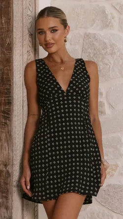 Gabriella Mini Dress - Black Floral