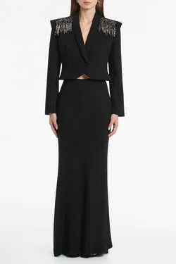 BLACK CREPE BIAS FISHTAIL SKIRT