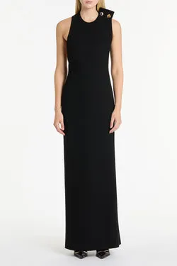BLACK CREPE C BACK GOWN