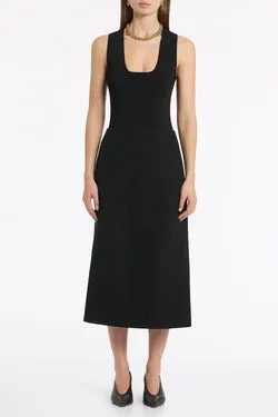 BLACK CREPE SIDE SPLIT PENCIL SKIRT