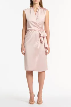 BLUSH LUSTRE SATIN WRAP DRESS