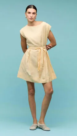 Butter Yellow Linen Mini Dress
