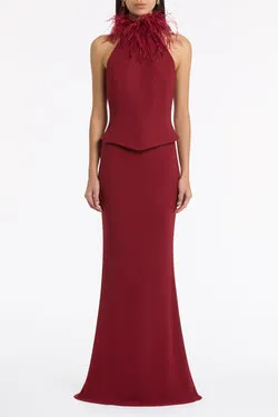 CABERNET CREPE BIAS FISHTAIL SKIRT