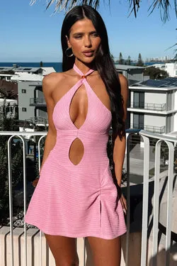 Caribbean Cut Out Mini Dress - Pink