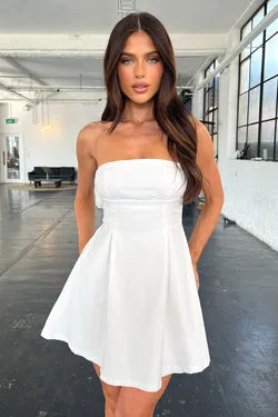 Charlize Strapless Mini Dress - White