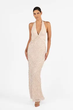 CLOE HALTER MAXI DRESS - CONCHA / SAND