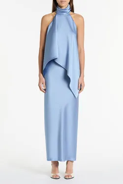 CORNFLOWER SATIN BIAS SKIRT