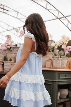 Dayana Lace Mini Dress - Icy Blue