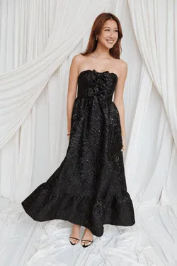 Delphira Maxi Dress - Black Brocade