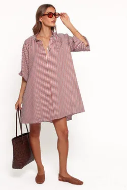 Doran Mini Dress - Brown/Blue Stripe