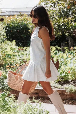 Elarina Pleated Mini Dress - White Ditsy Floral