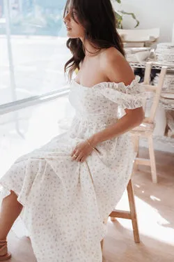 Jorina Puff Sleeve Maxi Dress - Cream Ditsy Floral