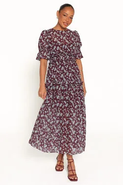 Kelina Maxi Dress - Burgundy Floral
