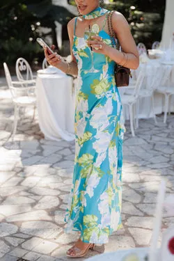 Kinara Maxi Dress - Aqua Floral