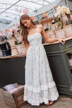 Ostrava Maxi Dress - Green Wallpaper Floral