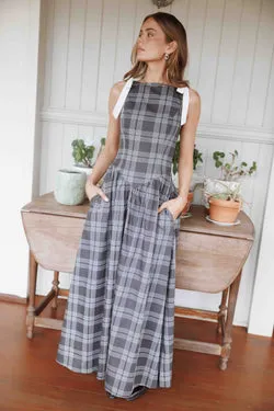 Rafaella Maxi Dress - Charcoal Plaid