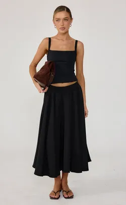 Sara Midi Skirt (Black)