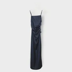 Pinstripe Draped Maxi Dress