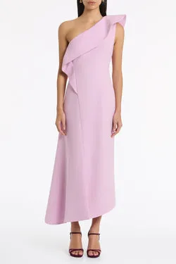 FLOSS CREPE SCULPTED ONE SHOULDER MIDI DRESS