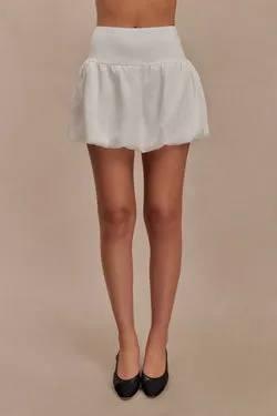 Genia Satin Bubble Mini Skirt - White