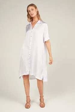 GLOSSED SHIRT DRESS - BLANC