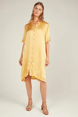 GLOSSED SHIRT DRESS - SUNFLOWER
