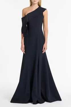 INK CREPE FASCIA ASYMMETRICAL GOWN