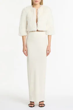 IVORY CREPE BIAS SKIRT