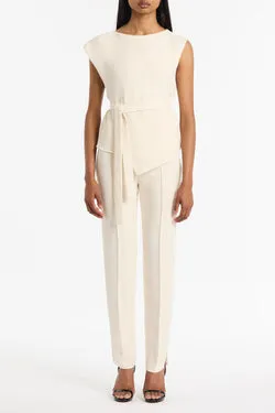 IVORY CREPE DRAPED TOP