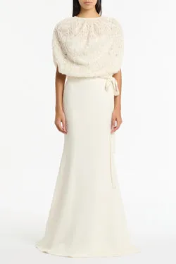 IVORY CREPE FISHTAIL MAXI SKIRT