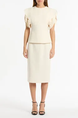IVORY CREPE PENCIL SKIRT