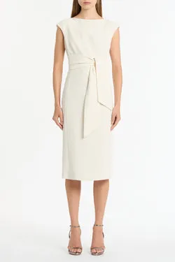 IVORY CREPE TIE FRONT DRESS