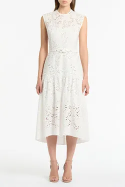 IVORY LACE BRODERIE MIDI DRESS