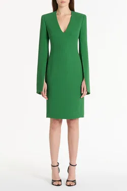 JADE CREPE V-NECK LOVERO DRESS