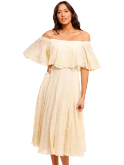 Size 14 | Kitx Ivory Cotton Textured Midi Dress