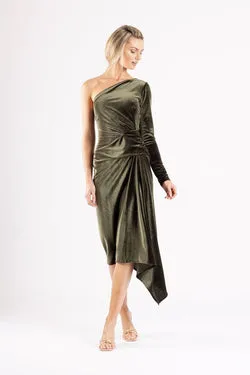 LETICIA DRESS IN BRACKEN VELOUR