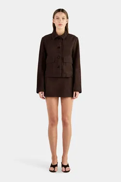 Tatum Mini Leather Skirt Chocolate