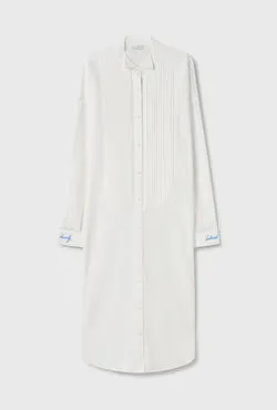 Round Tux Shirt Dress White