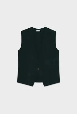 Twill Slouch Vest Black