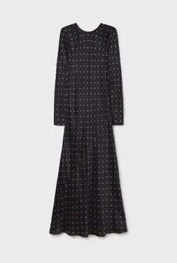 Full Sleeve Bias Dress Small Polka Dot
