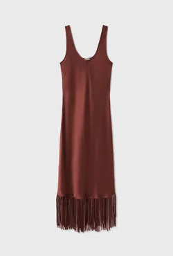 Fringe Scoop Neck Dress Canyon