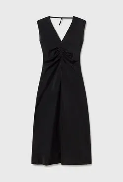 Habotai Pleated Dress Black