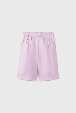 Twill Double Pleated Shorts Lilac