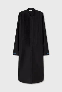 Round Tux Shirt Dress Black