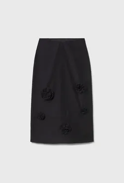 Cotton Silk Spectrum Skirt Black Flowers