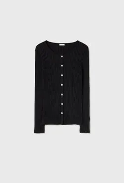 Ribbed Cardigan Black