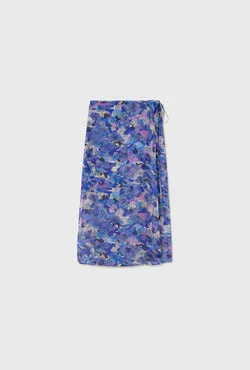 Chiffon Wrap Skirt Cornflower Floral