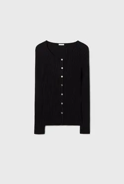 Ribbed Kia Cardigan Black