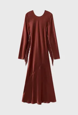 Fringe Full Sleeve Bias Dress Canyon